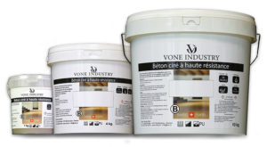 Béton ciré prêt à l'emploi dans des seau de 1, 4 et 10 kg. - teinte à choix