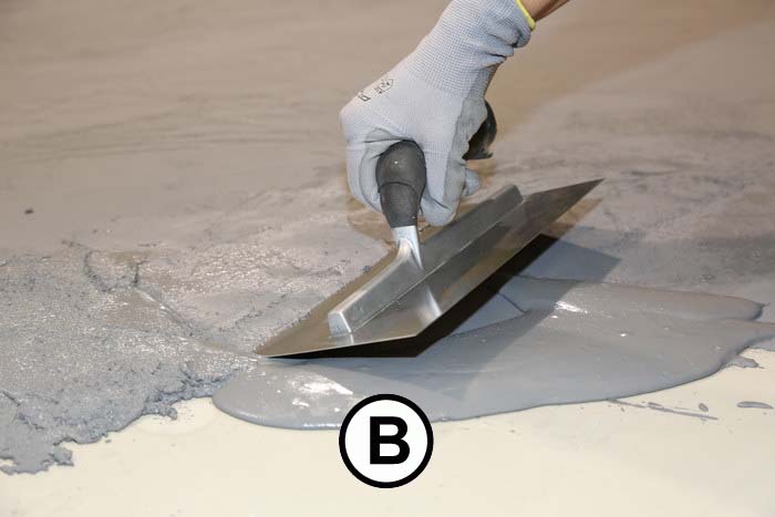 Etape B de la réalisation du béton ciré - Couches de béton ciré