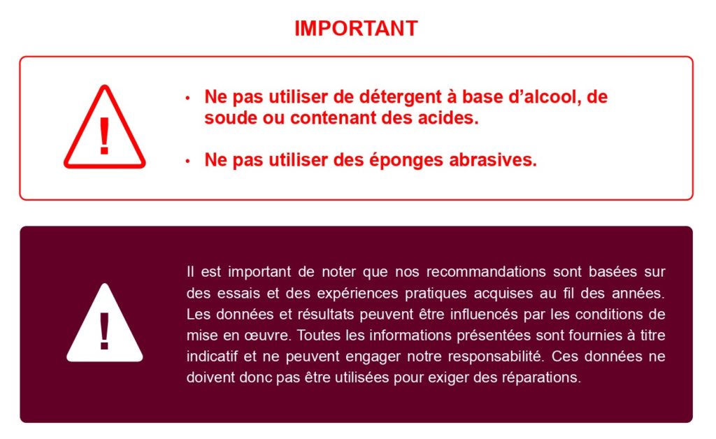 Important - nettoyage - Ce quil ne faut pas faire